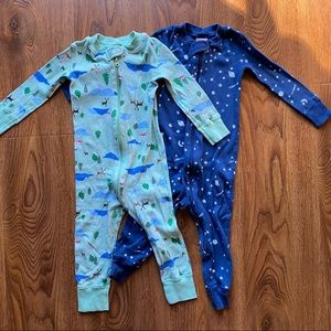 Hanna Andersson Sleepers size 85 / 2T set of two winter scene stars moon